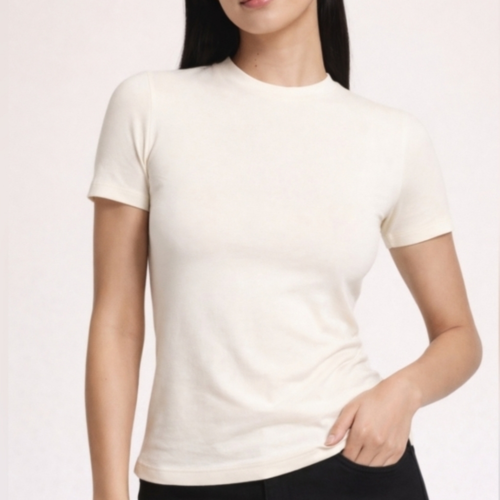 Skims Cotton Jersey Shirt Top Bone Xsmall Nwt
